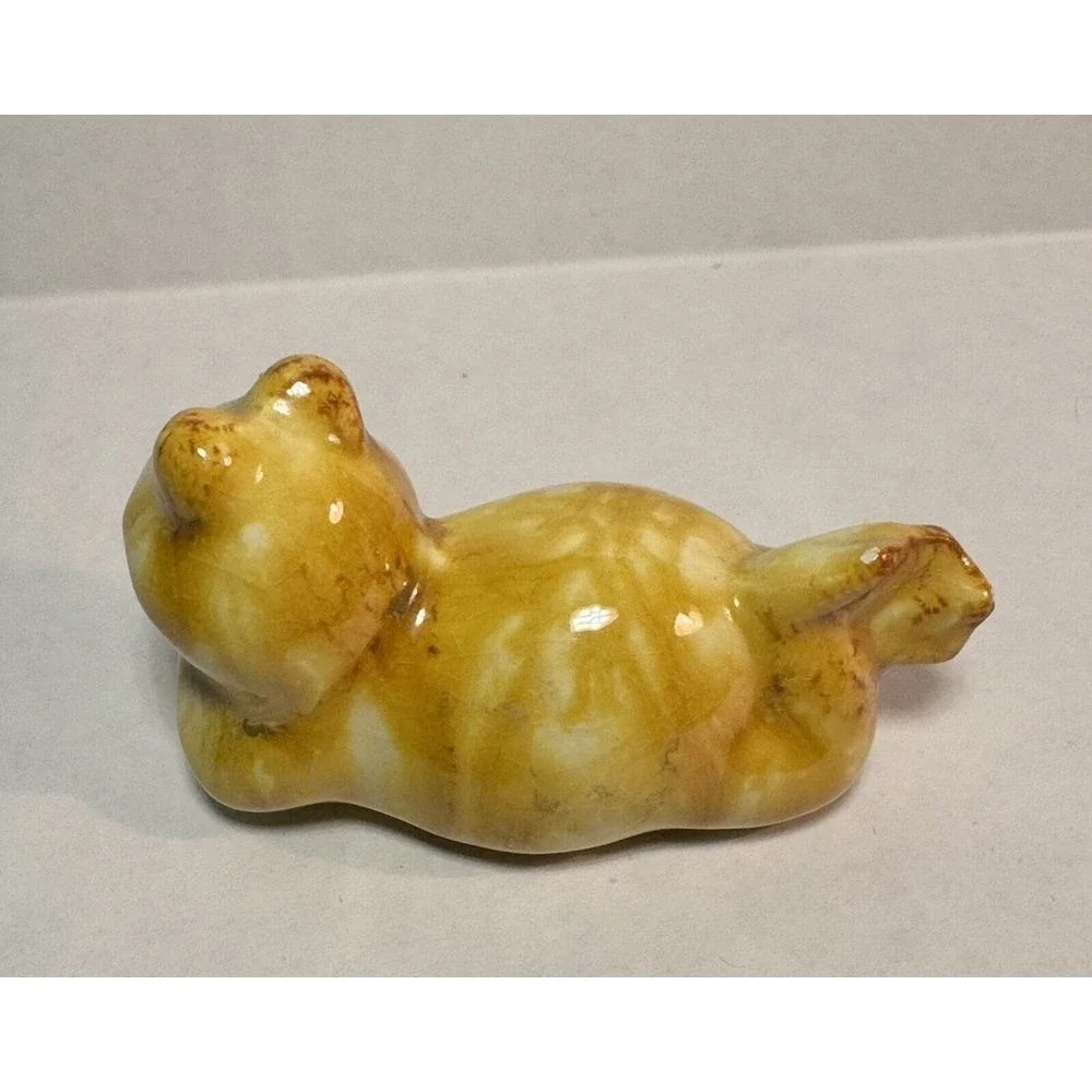 Ceramic‎ Drip Glazed Frog Gold and white Figurine